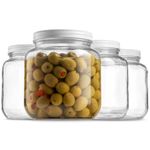 Paksh Novelty Wide Mouth Glass Mason Jar 64 Oz - 4 Pack - Wide Mouth, Airtight Lid, USDA Approved BPA-Free Dishwasher Safe Canning Jar for Fermenting, Sun Tea, Kombucha, Dry Food Storage, Clear