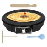 Ovation Crepe and Pancake Maker | 30cm (12 Inch) Non-Stick Electric Hotplate for Pancakes, Includes Crepe Making Tools, 1000W Temperature and Thermostatic Control