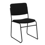 Flash Furniture HERCULES Series 1000 Lb. Capacity High Density Black Fabric Stacking Chair with Sled Base