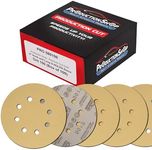 ProductionShop Premium 100 Grit 5" Gold Sanding Discs, 8-Hole Pattern, Box of 100 - Dustless Hook & Loop Backing Sandpaper for DA & Random Orbital Sanders, Sand Auto Paint, Wood Woodworking Furniture