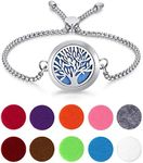 OIDEA Stainless Steel Women's Adjustable Bracelet Silver Aromatherapy Essential Oils Diffuser Hollow Floating Locket Photo Locket Pendant, Stainless Steel