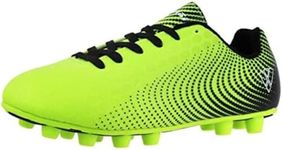 Vizari Stealth Firm Ground Soccer Cleats - Lightweight, Durable & Comfortable Youth Soccer Cleats with Excellent Traction - Boys Soccer Shoes with Padded Heel & Anti-Stretch Lining, Green/Black, 13