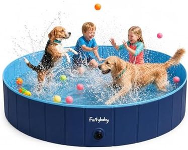 Furrybaby Dog Pool, Kiddie Pool Hard Plastic, Plastic Pool with Inner Mesh for Better Scratch Resistance, No Assembly, Portable Dog Pools for Large Dogs for Backyard Water Fun (Navy 63×12inch)