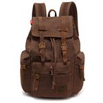 YuHan Canvas Backpack Unisex Vintage Casual Rucksack Laptop Daypacks MacBook Bag Schoolbag Student Bookbag Satchel Hiking Camping Bag Coffee