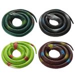 Bolonbi FRIUSATE 4 Pieces Toy Snakes, 30 Inch Rubber Snake Fake Snake Realistic Snake for April Fool’s Day, Boys’ Favorite, Pool Party, Bathtub Floater