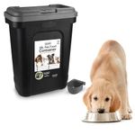 ASAB Pet Food Storage Container Large 30L/15kg Plastic Food Storage Container With Integrated Food Scoop and Flip Top Locking System Perfect for Dog Treats Dog Food and Kitten Food (Grey - Large)