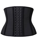 YIANNA Women's Underbust Breathable Short Torso Latex Waist Trainer Corset for Tummy Control Sports Workout Hourglass Body Shaper, CA-YA110266-Black-L