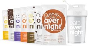 Oats Overnight Vegan Variety Pack - High Protein, High Fiber Breakfast Protein Shake - Gluten Free Oatmeal, Non GMO Protein Oatmeal - Banana Bread, Blueberry Cobbler & More (8 Pack + BlenderBottle)