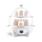 DASH Deluxe Rapid Egg Cooker for Hard Boiled, Poached, Scrambled Eggs, Omelets, Steamed Vegetables, Dumplings & More, 12 Capacity, with Auto Shut Off Feature - White