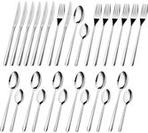 Daniks Element 24 Pieces Silverware Set Service for 6 | Premium Stainless Steel Flatware Cutlery Set | Forks, Spoons and Knives | Dishwasher Safe for Home, Restaurant, Kitchen | Mirror Polished