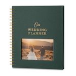 Linen Comprehensive Wedding Planner - Customizable Photo Window Wedding Planning Book and Organizer, Perfect for Just Engaged Gifts, Engagement Gifts for Couples, Wedding Notebook & Keepsake (Forest)