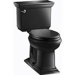 KOHLER K-3817-7 Memoirs Stately Comfort Height Two-Piece Elongated 1.28 GPF Toilet with AquaPiston Flush Technology and Left-Hand Trip Lever, Black Black