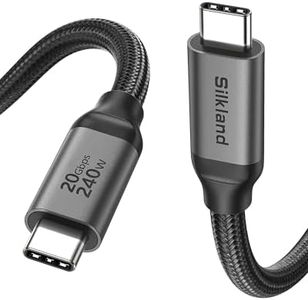 Silkland Long USB C Monitor Display Cable 15FT[4K@144Hz/60Hz 8K@30Hz], USB C 3.2 Gen 2x2 Video Cable, 20Gbps Data Transfer, 240W PD Charging, Compatible with iPhone 16, MacBook Pro, iPad