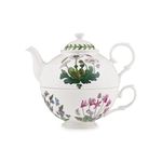 Portmeirion Botanic Garden Tea for One | Teapot, Cup, and Saucer Set | Tea Set for One with Assorted Floral Motifs | Made from Porcelain | Dishwasher Safe