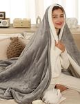 Heated Blanket Electric Blanket Throw, Heating Blanket with 5 Heating Levels & 4 Hours Auto Off, Super Cozy Soft Sherpa Heated Throw Blanket with Fast Heating for Bedding, 50"x60", Light Grey