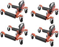 TROPOW 4PCS Car Wheel Dolly with Hydraulic Tire Jack, 1500LBS Capacity Trailer Dolly for Vehicle Positioning for Truck Rv Trailer, Orange