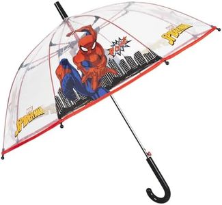Parapluie Transparent Cloche Spider Man pour Enfants 4 5 6 Ans - Automatique Haute Sécurité Super Héro Marvel - Parapluie Canne Enfant Garçon Homme Araignée Résistant - Diamètre 74 cm PERLETTI (Noir)