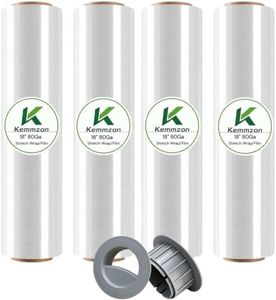 18" x 1500 Ft Heavy Duty Stretch Shrink Wrap with Handle, 80 Gauge, 4 Pack