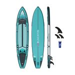 iROCKER Blackfin Model V Inflatable Stand Up Paddle Board Basic KIT, 12'6" Long 32" Wide 6" Thickness SUP with Fins & Repair Kit - Teal Fuchsia