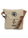 The House of tara Sturdy Cotton Canvas Messenger Bags for Men and Women | With two Magnetic Snap Buttons Flap Closure, Adjustable Body Strap & Multiutility Lobster Hook (Camel)