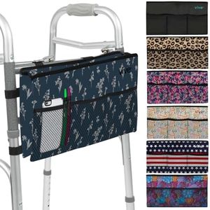 Vive Walker Bag - Accessories Basket Pouch for Seniors (Water Resistant) - Caddy Accessory Attachment for Folding, Rolling Walkers - Carry Storage Carrier Tote - Lightweight, Universal Size