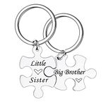 Brother Sister Gift Puzzle Keychain Little Sister Graduation Christmas Birthday Gifts from Big Brother Sibling Gift for Brother and Sister Matching Keychains