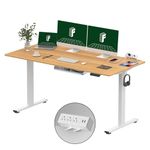 FLEXISPOT EN2 Whole-Piece Standing Desk with Clamp Power Strip, 60 x 24 Electric Stand Up Height Adjustable Desk with Cable Management (White Frame + 60" Maple Top, 2 Packages)