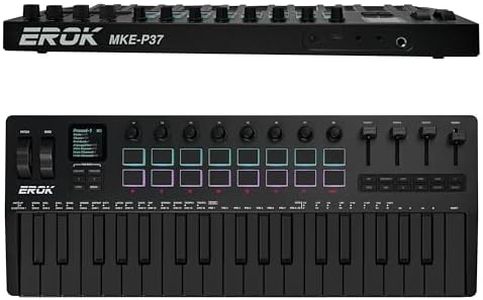 EROK 37 Keys MIDI Keyboard Controller with 3.5mm MIDI Output, 16 Backlit Drum Pads, 8 Knobs, DAW Integration & Arpeggiator, Music Production Equipment and Studio Controller (Dark)