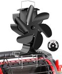 HIDALIFE Wood Stove Fan for Heater, Heat Powered Fireplace 6 Blades Fan with Bracket Compatible for Buddy Heater,Thermal Tent Heater Fan for Camping Propane Heater with Magnetic Thermometer