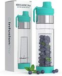 Infusion Pro 24 oz Fruit Infuser Water Bottle with Twist Cap Lid : Insulated Sleeve & Infused Water Recipe eBook : Bottom Loading Water Infuser for More Flavor : Unique Gift Idea (Blue Jade, 1-Pack)