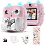 Instant Print Camera for Kids - 1080P HD, 48MP, SD Card, Bluetooth, Free App, 3 Rolls Print Paper, Stickers, Fun Filters, Gift for Boys and Girls - Pink Camera for Kids 4-12 y (Pink)