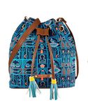 Funk For Hire Women Printed Canvas Drawstring Crossbosy Sling Bag - Navy Blue