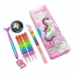 ZAYDANIC Plastic Unicorn Pencil Box With Inbuilt Led Light And Dual Sharpener, Magnetic Lock & Dual Compartments, School Stationery Kit For Kids, Students (Multicolor)