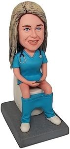 mydedor Figura personalizada de Bobble-Heads, muñeca personalizada, mujer sonriente en cabeza Bobble personalizada, figuras de cabeza Bobble Head hecha a mano, regalo personalizado para mujer