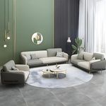 PREMIUM CART Velvet Contemperory Sofa with Cushion Chaise Lounge Sectional Sofa Perfect for Living Room & Bedroom Guests Home & Office (Velvet Grey & Cream, 5 Seater)