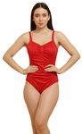 C4D Women's Padded Monokini One Piece Cuba Swimsuit (AG-SWM03_Red_Medium)