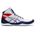 ASICS Kid's Matflex 6 Grade School Wrestling Shoes, White/Deep Ocean, 4 Big Kid