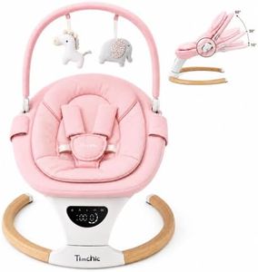 TimChic Baby Swing for Infants, Portable Electric Swing with Auto-Rocking Detection, 5 Speeds, 3 Heights, Remote Control, for Newborn to 9 Months (Pink)