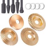 Upgraded 4PCS Angle Grinder Wood Carving Disc Set＋5PCS Rotary Burr Rasp Set Angle Grinder Wood Carving disc for 4" or 4 1/2"Angle Grinder, Wood Carving disc Wood Shaping Wheel Grinding disc