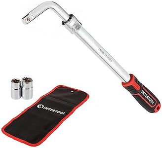 INTERTOOL Telescoping Lug Wrench, Double-Sided Sockets 17/19mm, 21/23mm, Cr-V Steel, Tire Repair, Fastener & Nut Remover, Nylon Storage Pouch, 1/2” Drive HT08-1601