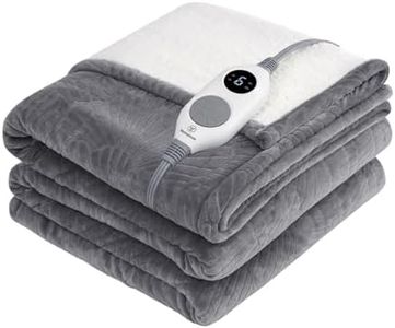 Westinghouse Heated Throw Blanket, Flower Jacquard Electric Blanket Throw with 6 Heating Levels& 2-10 Hours Auto-Off, Flannel to Sherpa Super Cozy Heated Blanket, Machine Washable (50x60‘’ Light Grey)