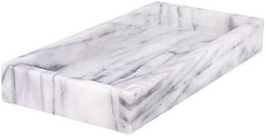 Marble Tray for Vanity and Bathroom Counters, 12 Inch White, Genuine Marble