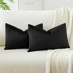 JOTOM Velvet Soft Solid Throw Pillow Case 40x60 cm Decorative Throw Pillow Covers Soft Lumbar Cushion Case Couch Home Decor Cushion Covers for Sofa Bedroom 16x24 Inch Set of 2 (Black)