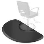 Saloniture 3' x 5' Salon & Barber Shop Chair Anti-Fatigue Floor Mat - Black Semi Circle - 1/2" Thick