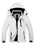 Wantdo Men's Mountain Ski Jacket Waterproof Winter Coat Hooded Windbreaker Warm Snowboarding Jacket Windproof Outdoor Jacket White L