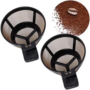 Gold Reusable Coffee Basket Scoop Filter Compatible with Hamilton Beach 2-Way Coffee Makers 49980A, 49980Z, 47650, 49933 Accessories,2 Single Serve Brew Coffee Cup Filter Replacement