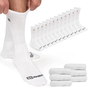Bamboo Sports Premium Bamboo Crew Work Socks- Moisture Wicking, Odor Eliminating White Crew Socks for Men Size 6-8 - 6 Pair