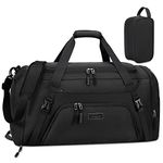 55L Travel Duffle Bag Waterproof Carry on Duffel Bag Weekender Duffle Bags Large Sport Gym Bag Overnight Bag for Men and Women with Shoe Compartment and Toiletry Bag, Black