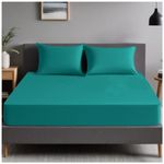 Soft & Cozy Non Iron Percale Sheets, Plain Bedding Bedsheets, Polycotton King Size Bed Sheets, Deep Teal