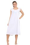 i-Smalls Ladies Victorian Pure White Ruffle Frill Neck Sleeveless Hale spot Cotton Vintage Style Nightie Nightdress (3XL) White